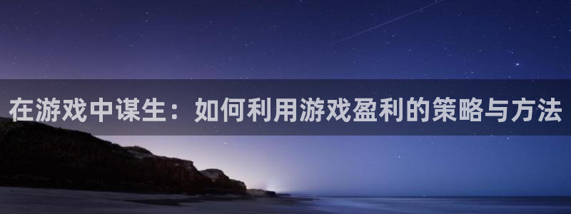 星欧娱乐2首页登录：在游戏中谋生：如何利用游戏盈利的策略与方